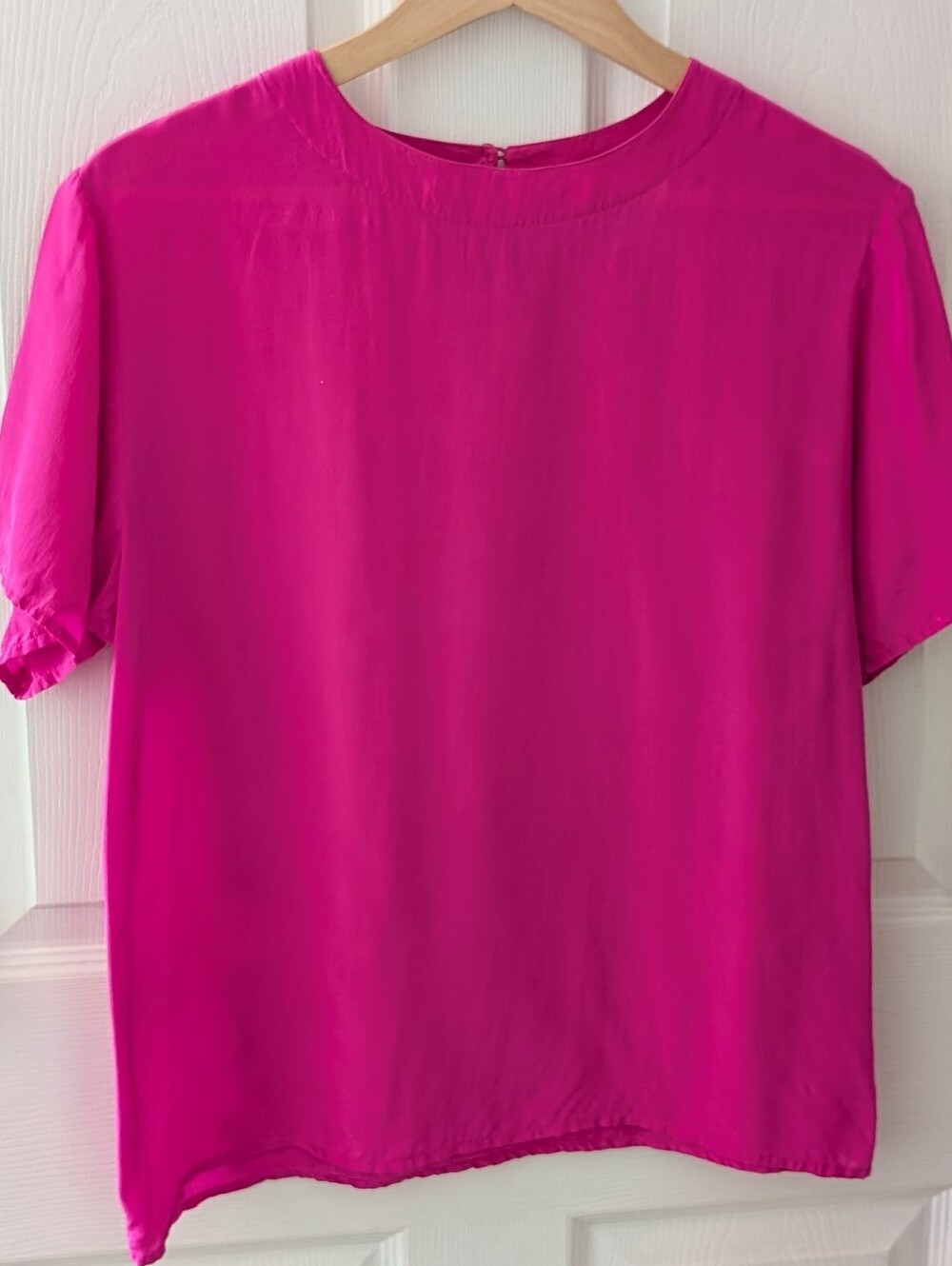 Vintage Silk Deep Pink 100% Silk Short Sleeve Top